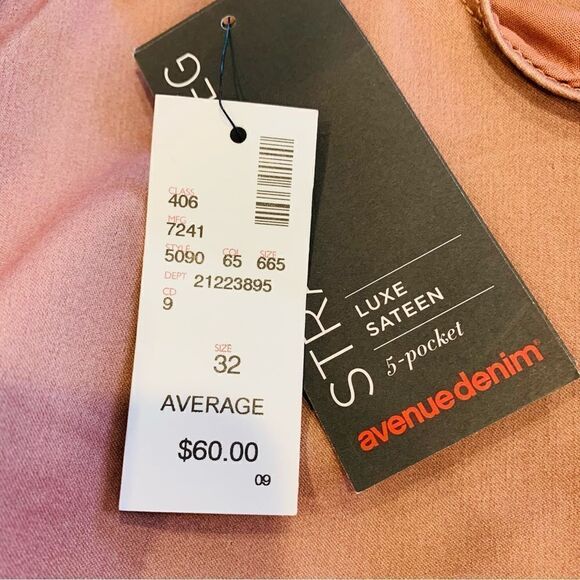 Avenue Denim Luxe Sateen Straight Leg Jeans Plus Size 32 Dusty Rose Color - Picture 9 of 12